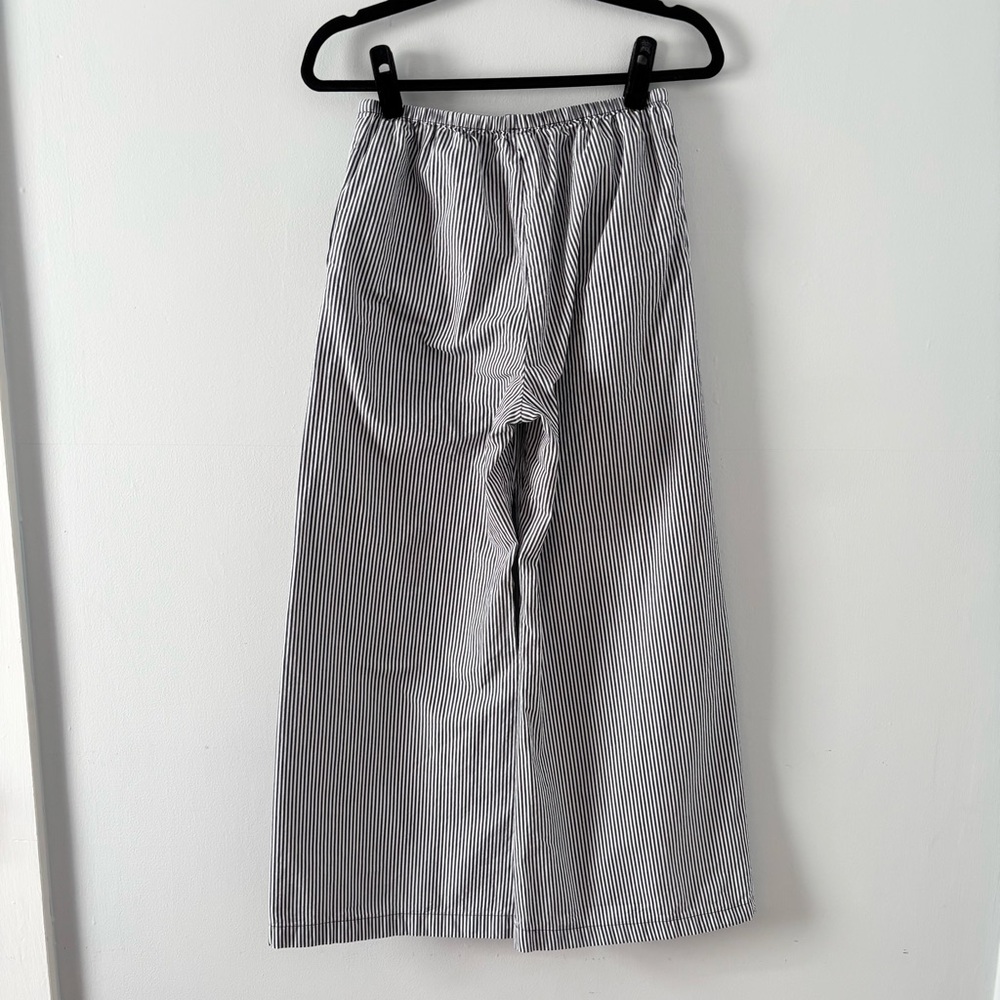 J. Crew Cosmo Pant in Oxford Stripe Pull-On Wide Leg Ankle Pant Pinstripe - Picture 4 of 6